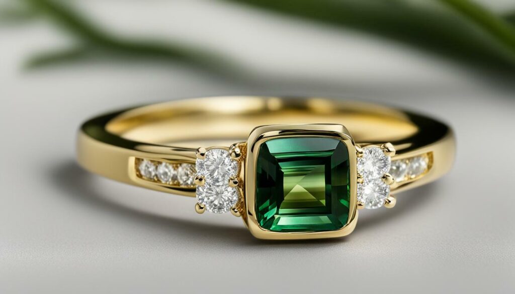Green Tourmaline engagement ring